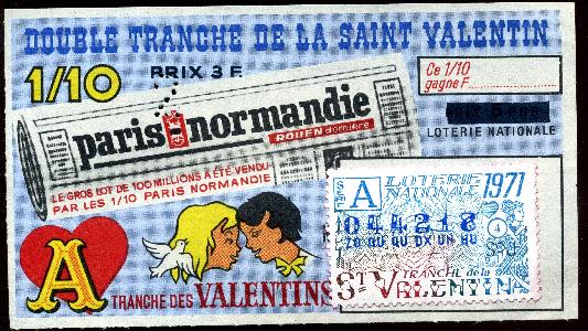 Французский лотерейный билет ко Дню Святого Валентина