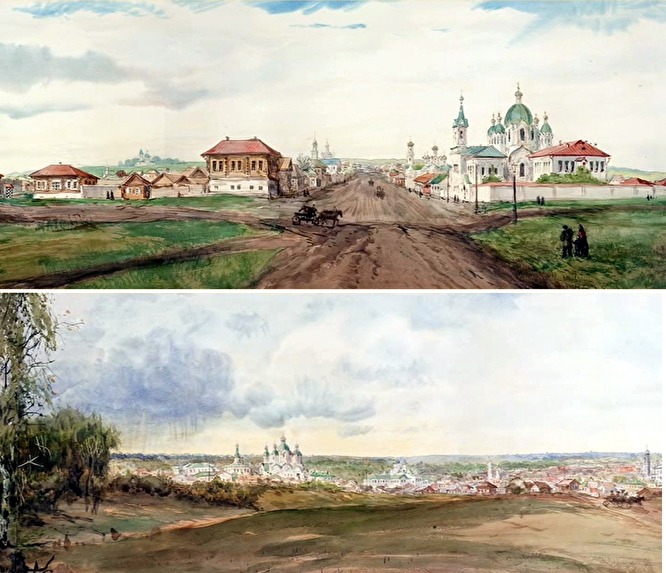 П.Пясецкий. Вид на монастырь с юго-востока. Акварель.1895г.jpg
